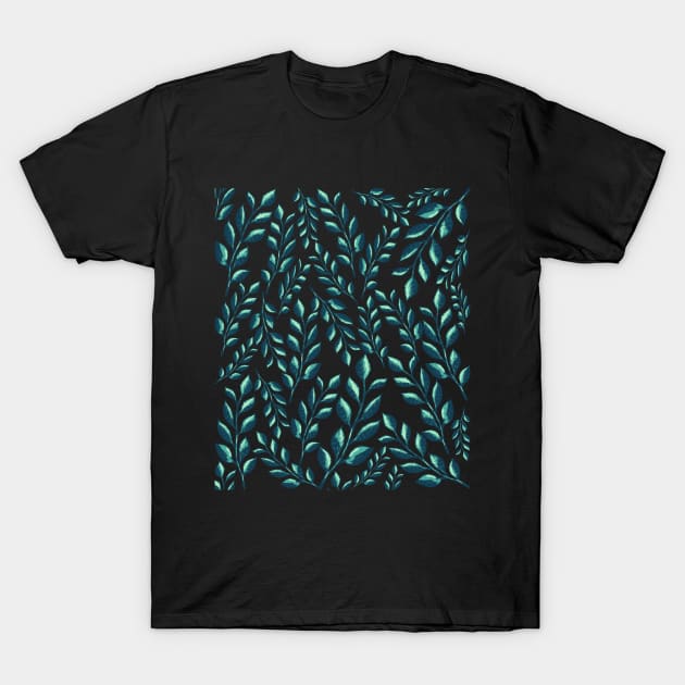 Green Leaves Pattern T-Shirt by MONMON-75